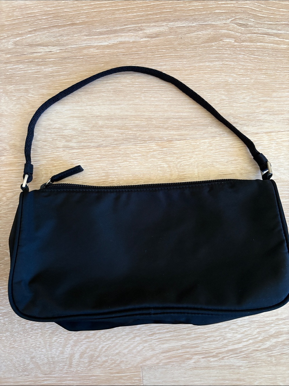 Prada Small Black Nylon Shoulder Bag with Silver Triangle Logo - Picture 4 of 10